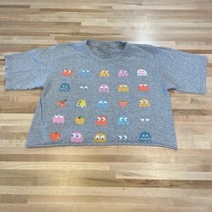 Playful Gray Crop Top with Colorful Icons